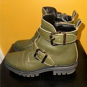 Aldo Olive Green Lug Sole Combat Biker Boots Size 7.5 Water Resistant